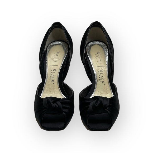 White House Black Market WHBM ❁ Satin Knot Peep Toe D’Orsay Heels ❁ Black ❁ 6B ❁ - Picture 9 of 16